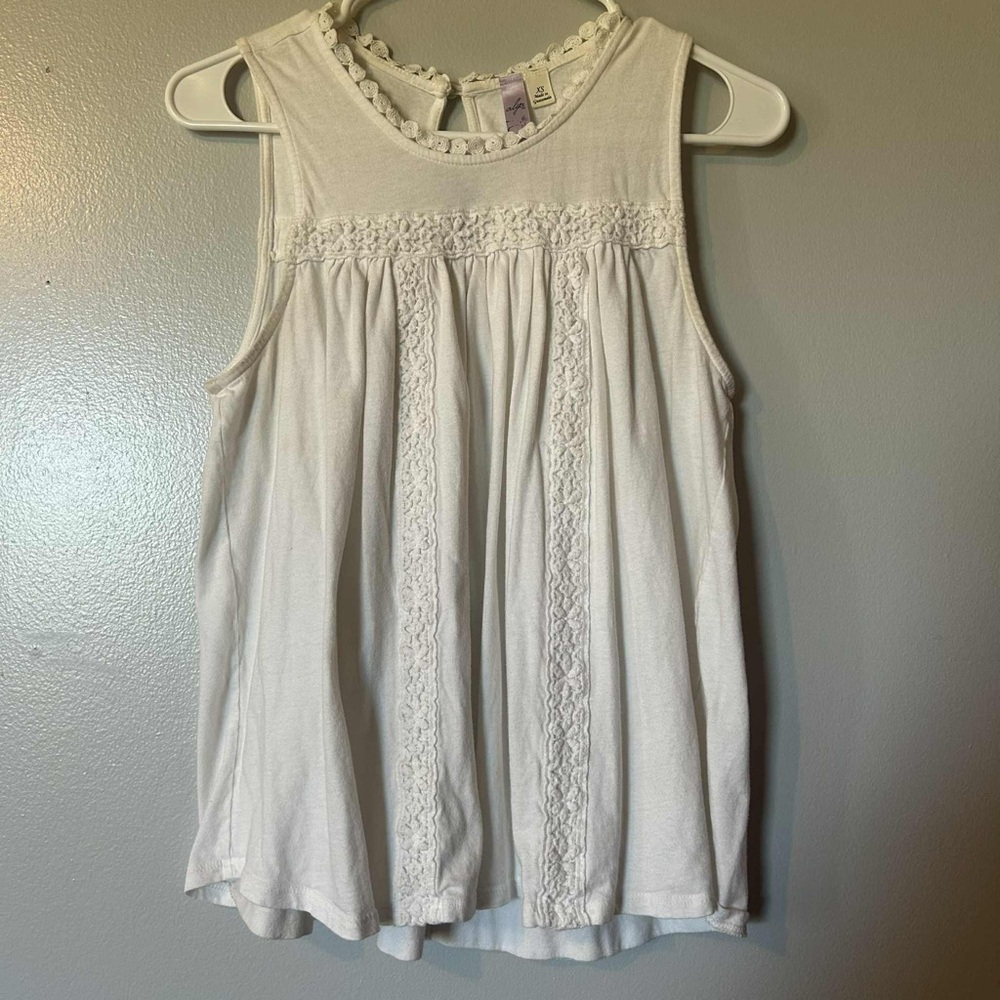 Alya White Crochet Accent Tank Top